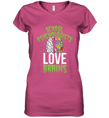 School Psychologists Love Brains Halloween Teacher Women's V-Neck T-Shirt Women's V-Neck T-Shirt - HHHstores