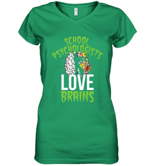 School Psychologists Love Brains Halloween Teacher Women's V-Neck T-Shirt Women's V-Neck T-Shirt - HHHstores