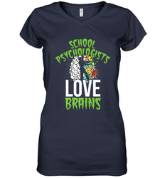 School Psychologists Love Brains Halloween Teacher Women's V-Neck T-Shirt