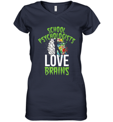 School Psychologists Love Brains Halloween Teacher Women's V-Neck T-Shirt Women's V-Neck T-Shirt - HHHstores