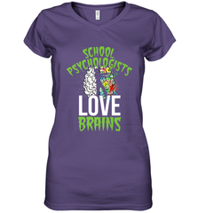 School Psychologists Love Brains Halloween Teacher Women's V-Neck T-Shirt Women's V-Neck T-Shirt - HHHstores