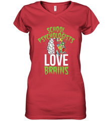 School Psychologists Love Brains Halloween Teacher Women's V-Neck T-Shirt Women's V-Neck T-Shirt - HHHstores