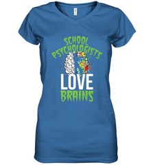 School Psychologists Love Brains Halloween Teacher Women's V-Neck T-Shirt Women's V-Neck T-Shirt - HHHstores