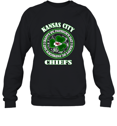 NFL Kansas City Chiefs Logo Happy St Patrick's Day Crewneck Sweatshirt Crewneck Sweatshirt / Black / S Crewneck Sweatshirt - HHHstores