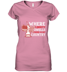 Where liberty dwells, there is my country 01 Women's V-Neck T-Shirt Women's V-Neck T-Shirt - HHHstores