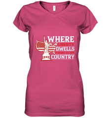 Where liberty dwells, there is my country 01 Women's V-Neck T-Shirt Women's V-Neck T-Shirt - HHHstores
