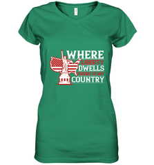 Where liberty dwells, there is my country 01 Women's V-Neck T-Shirt Women's V-Neck T-Shirt - HHHstores