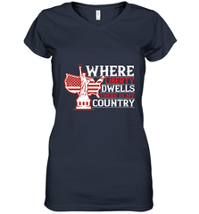 Where liberty dwells, there is my country 01 Women's V-Neck T-Shirt Women's V-Neck T-Shirt - HHHstores