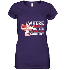 Where liberty dwells, there is my country 01 Women's V-Neck T-Shirt Women's V-Neck T-Shirt - HHHstores