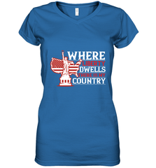 Where liberty dwells, there is my country 01 Women's V-Neck T-Shirt Women's V-Neck T-Shirt - HHHstores