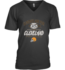 Sundays Are For Jesus and Cleveland Funny Christian Football Men's V-Neck Men's V-Neck - HHHstores