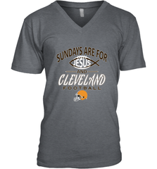 Sundays Are For Jesus and Cleveland Funny Christian Football Men's V-Neck Men's V-Neck - HHHstores