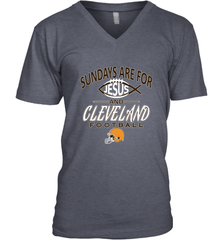 Sundays Are For Jesus and Cleveland Funny Christian Football Men's V-Neck Men's V-Neck - HHHstores