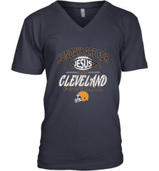 Sundays Are For Jesus and Cleveland Funny Christian Football Men's V-Neck Men's V-Neck - HHHstores