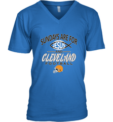 Sundays Are For Jesus and Cleveland Funny Christian Football Men's V-Neck Men's V-Neck - HHHstores