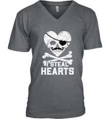 I Steal Hearts Valentine's Day Pirate Skull Art Graphics Men's V-Neck Men's V-Neck - HHHstores