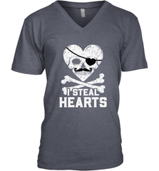 I Steal Hearts Valentine's Day Pirate Skull Art Graphics Men's V-Neck Men's V-Neck - HHHstores
