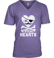 I Steal Hearts Valentine's Day Pirate Skull Art Graphics Men's V-Neck Men's V-Neck - HHHstores
