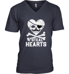I Steal Hearts Valentine's Day Pirate Skull Art Graphics Men's V-Neck Men's V-Neck - HHHstores