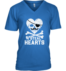 I Steal Hearts Valentine's Day Pirate Skull Art Graphics Men's V-Neck Men's V-Neck - HHHstores