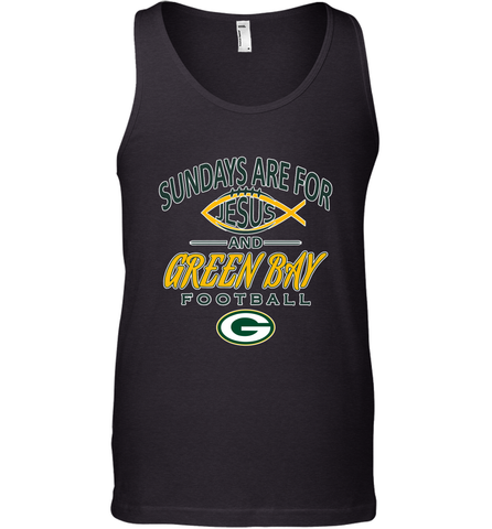 Sundays Are For Jesus and Green Bay Funny Christian Football 1 Men's Tank Top Men's Tank Top / Black / XS Men's Tank Top - HHHstores