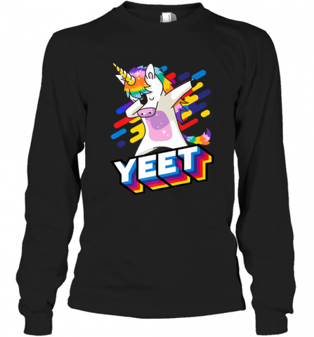 Colorful Dabbing Dancing Unicorn Celebration Yeet Long Sleeve T-Shirt Long Sleeve T-Shirt / Black / S Long Sleeve T-Shirt - HHHstores