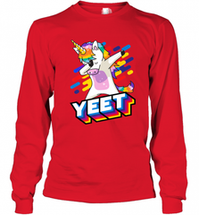 Colorful Dabbing Dancing Unicorn Celebration Yeet Long Sleeve T-Shirt Long Sleeve T-Shirt - HHHstores