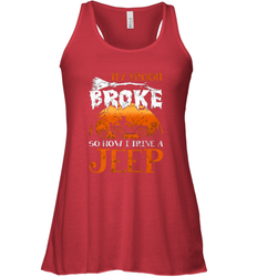 My Broom Broke So Now I Drive A Jeep Funny Witch Halloween Women's Racerback Tank