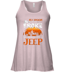 My Broom Broke So Now I Drive A Jeep Funny Witch Halloween Women's Racerback Tank Women's Racerback Tank - HHHstores