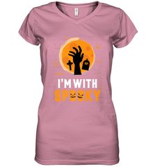 I'm With Spooky  Scary Halloween Costume Gift Women's V-Neck T-Shirt Women's V-Neck T-Shirt - HHHstores