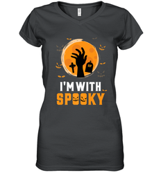 I'm With Spooky  Scary Halloween Costume Gift Women's V-Neck T-Shirt