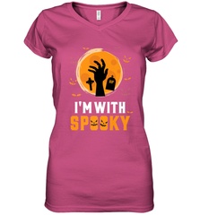 I'm With Spooky  Scary Halloween Costume Gift Women's V-Neck T-Shirt Women's V-Neck T-Shirt - HHHstores