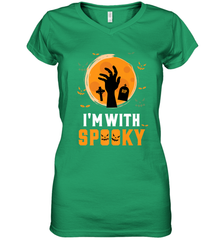 I'm With Spooky  Scary Halloween Costume Gift Women's V-Neck T-Shirt Women's V-Neck T-Shirt - HHHstores