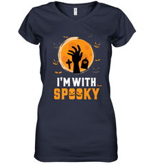 I'm With Spooky  Scary Halloween Costume Gift Women's V-Neck T-Shirt Women's V-Neck T-Shirt - HHHstores