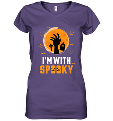 I'm With Spooky  Scary Halloween Costume Gift Women's V-Neck T-Shirt Women's V-Neck T-Shirt - HHHstores
