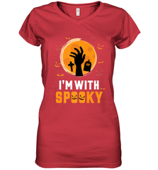 I'm With Spooky  Scary Halloween Costume Gift Women's V-Neck T-Shirt Women's V-Neck T-Shirt - HHHstores