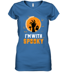 I'm With Spooky  Scary Halloween Costume Gift Women's V-Neck T-Shirt Women's V-Neck T-Shirt - HHHstores