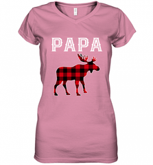 Papa Moose Red Plaid Christmas Pajama Women's V-Neck T-Shirt Women's V-Neck T-Shirt - HHHstores