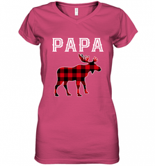 Papa Moose Red Plaid Christmas Pajama Women's V-Neck T-Shirt Women's V-Neck T-Shirt - HHHstores