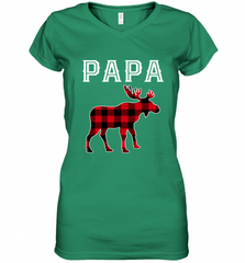 Papa Moose Red Plaid Christmas Pajama Women's V-Neck T-Shirt Women's V-Neck T-Shirt - HHHstores