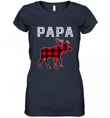 Papa Moose Red Plaid Christmas Pajama Women's V-Neck T-Shirt Women's V-Neck T-Shirt - HHHstores