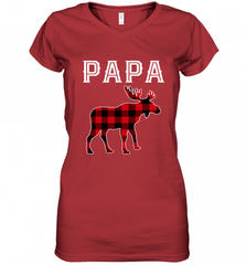 Papa Moose Red Plaid Christmas Pajama Women's V-Neck T-Shirt Women's V-Neck T-Shirt - HHHstores