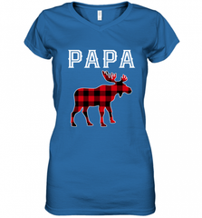 Papa Moose Red Plaid Christmas Pajama Women's V-Neck T-Shirt Women's V-Neck T-Shirt - HHHstores