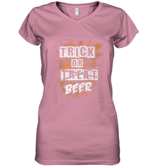 Trick or Beer Funny Halloween Trick or Treat Women's V-Neck T-Shirt Women's V-Neck T-Shirt - HHHstores