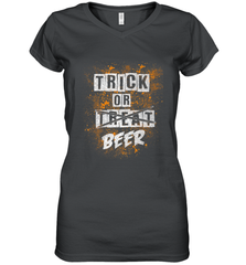 Trick or Beer Funny Halloween Trick or Treat Women's V-Neck T-Shirt Women's V-Neck T-Shirt - HHHstores