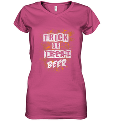 Trick or Beer Funny Halloween Trick or Treat Women's V-Neck T-Shirt Women's V-Neck T-Shirt - HHHstores