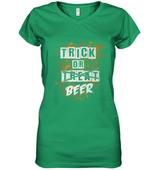 Trick or Beer Funny Halloween Trick or Treat Women's V-Neck T-Shirt Women's V-Neck T-Shirt - HHHstores