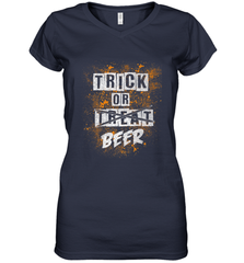 Trick or Beer Funny Halloween Trick or Treat Women's V-Neck T-Shirt Women's V-Neck T-Shirt - HHHstores