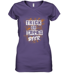 Trick or Beer Funny Halloween Trick or Treat Women's V-Neck T-Shirt Women's V-Neck T-Shirt - HHHstores