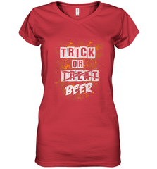 Trick or Beer Funny Halloween Trick or Treat Women's V-Neck T-Shirt Women's V-Neck T-Shirt - HHHstores